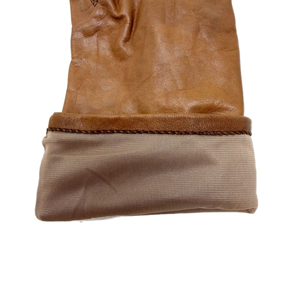 Vintage Honey Brown Leather Winter Dress Gloves Womens size S/M Lined - Picture 9 of 12